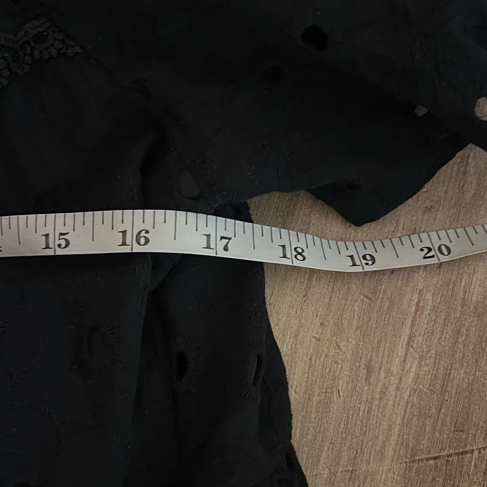 &Merci, Adorable,Completely Lined Black Eyelet Puff Sleeve Cotton Dress,Size S - Picture 9 of 12